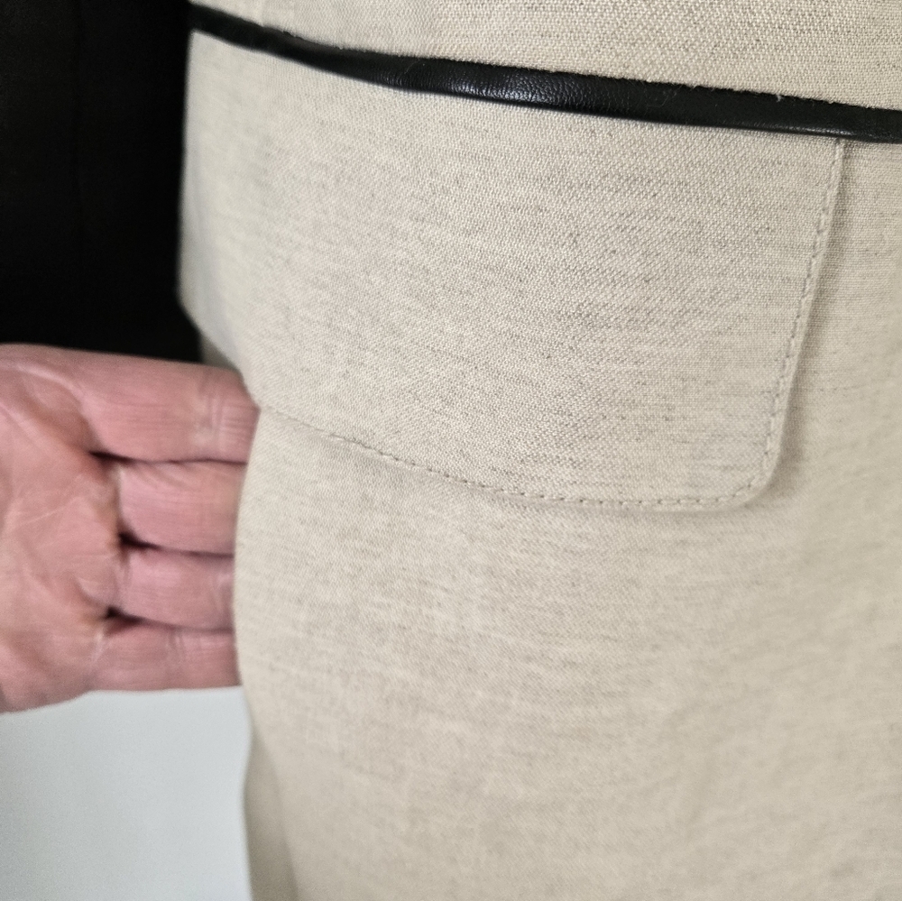 CLUB MONACO linen and lamb leather cream and black jacket. Size large - Picture 4 of 16